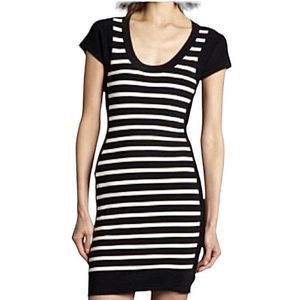 French Connection Dress Womens Size 2  Striped Knit Dani Bodycon Stretch Zipper